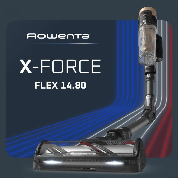 Пилосос Rowenta безпровідний X-Force Flex 14.80 Auto Animal, 240Вт, конт пил -0.65л, автон. робота до 90хв, HEF system 99,9%, чорно-золотий