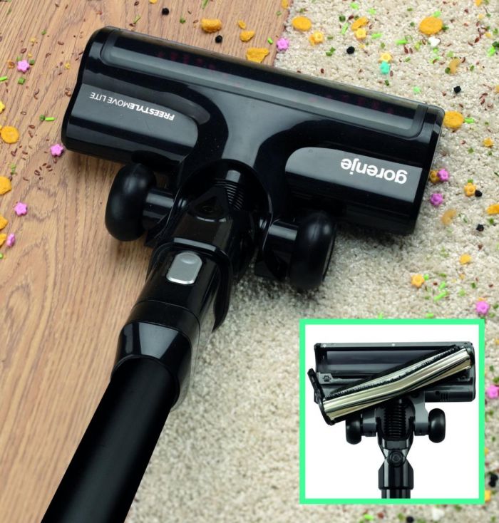 Пилосос Gorenje безпровідний, 121Вт, конт пил -0,5л, автон. робота до 45хв, вага-2,5кг, НЕРА, 2насадки, підсвічування, індикатор, чорний