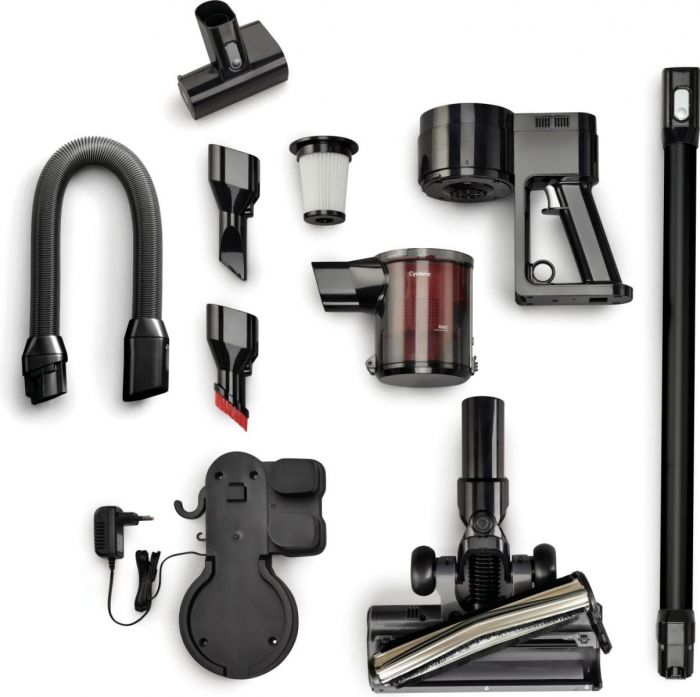 Пилосос Gorenje безпровідний, 121Вт, конт пил -0,5л, автон. робота до 45хв, вага-2,5кг, НЕРА, 2насадки, підсвічування, індикатор, чорний