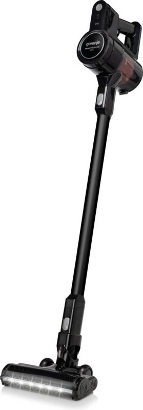Пилосос Gorenje безпровідний, 121Вт, конт пил -0,5л, автон. робота до 45хв, вага-2,5кг, НЕРА, 2насадки, підсвічування, індикатор, чорний