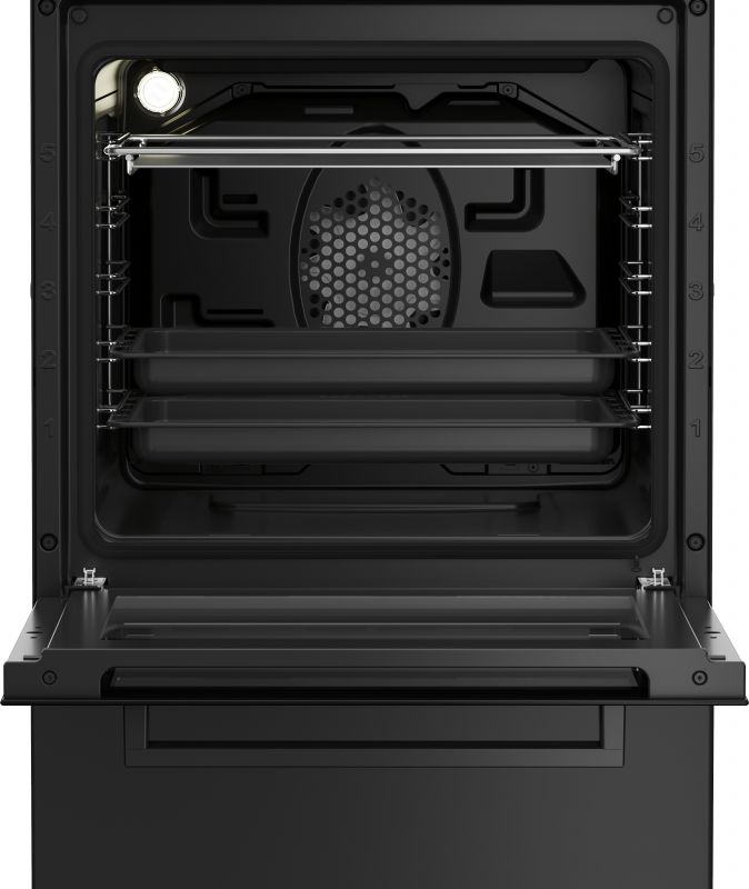 Плита Beko комбінована, 60л, 50x60см, дисплей, конвекція, чавун, чорний