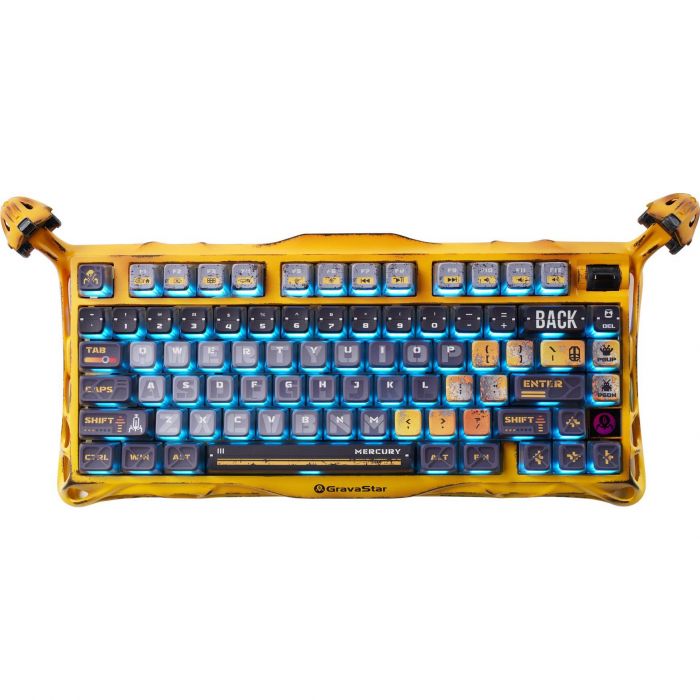 Клавіатура механічна GravaStar Mercury K1 Pro 80keys, GravaStar x Kailh Speedy Mint, BT/WL/USB, жовтий