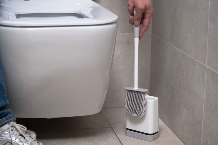 Набір щітка для унітазу з підставкою Ardesto 11.5х5.6х43см, пластик, білий