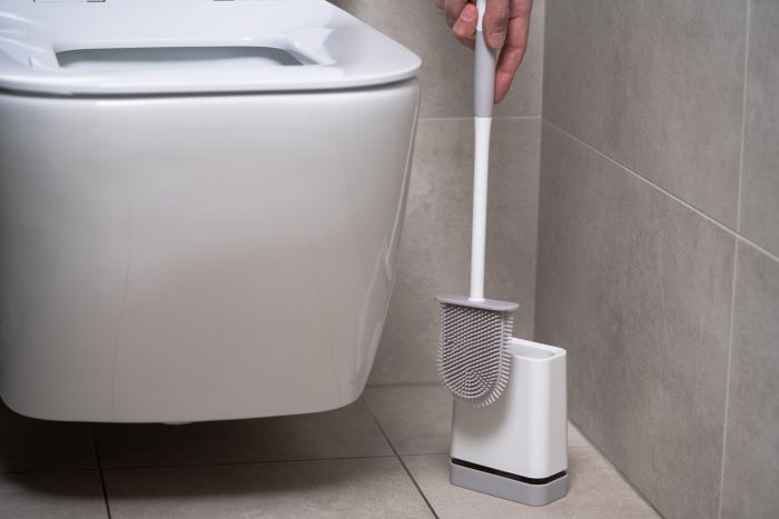 Набір щітка для унітазу з підставкою Ardesto 11.5х5.6х43см, пластик, білий