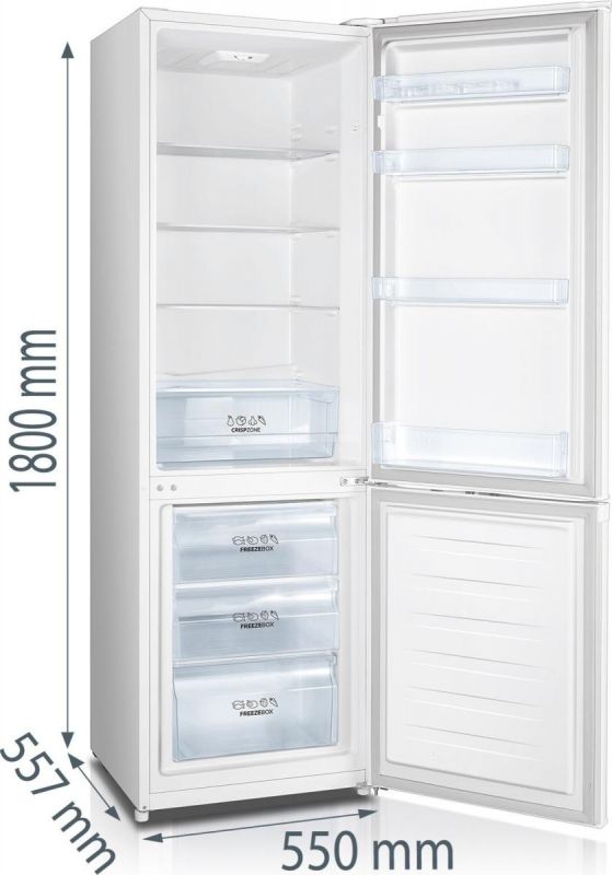 Холодильник Gorenje з нижн. мороз. камерою, 180х55х56см, 2 дв., Х- 198л, М- 66л, A++, ST, Білий