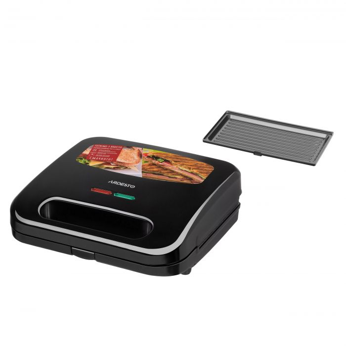 Сендвічмейкер ARDESTO  700Вт, 1 пластина-гриль, корпус-пластик, чорний