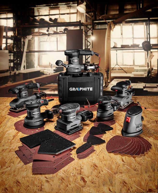 Шліфмашина вібраційна GRAPHITE Delta 105Вт платформа 140х140х97 24000кол/хв 0.87кг