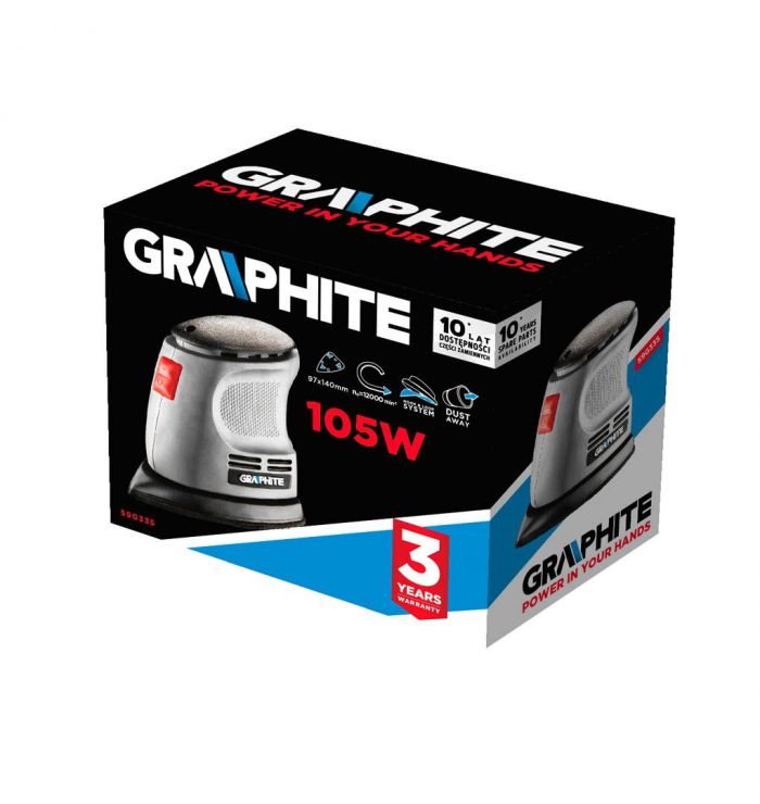 Шліфмашина вібраційна GRAPHITE Delta 105Вт платформа 140х140х97 24000кол/хв 0.87кг