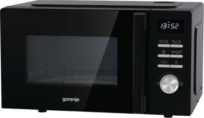 Мікрохвильова піч Gorenje, 20л, електр. керув., 800Вт, гриль, дисплей, 11 програм, чорний