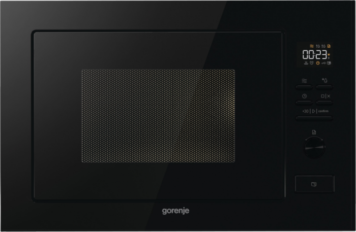 Мікрохвильова піч Gorenje вбудовувана, 25л, електр. управл., 900Вт, гриль, дисплей, чорний
