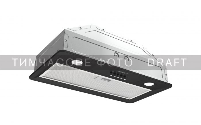 Витяжка Ardesto вбудована, 52см, 450м3ч, метал, 2х1Вт LED, кнопкове, чорний