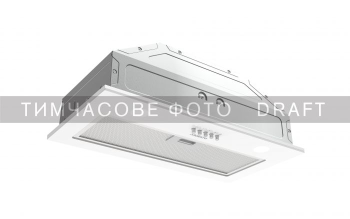 Витяжка Ardesto вбудована, 52см, 700м3ч, скло, 2х1Вт LED, кнопкове, білий