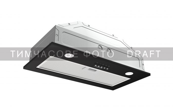 Витяжка Ardesto вбудована, 52см, 700м3ч,  скло, 2х1Вт LED, кнопкове, чорний