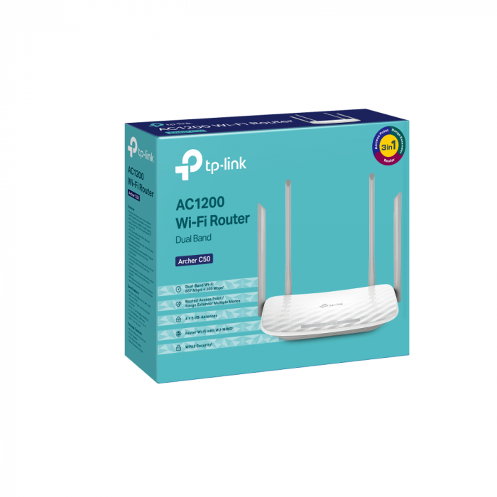 Маршрутизатор TP-Link ARCHER C50 AC1200, 4xFE LAN, 1xFE WAN