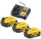Набір акумулятора та зарядного пристрою DeWalt XR Li-Ion 10.8В/12В/18В/54В 18В акб 3х5А·год 4А 0.5кг