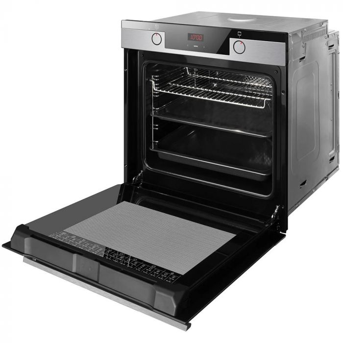 Духовка електр. Hansa, 60см, 77л, A,  гриль, емаль легкого очищення, диспл., нержавіюча сталь