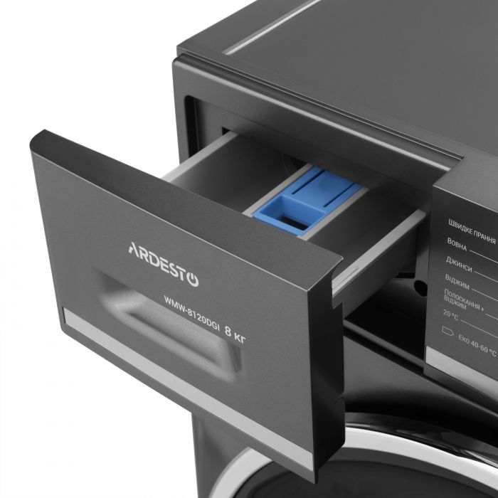 Пральна машина ARDESTO фронтальна, 8кг, 1200, А+++, 55см, дисплей, пара, інвертор, сірий