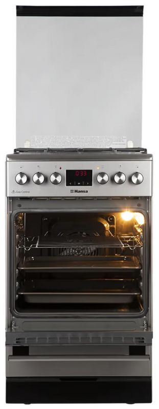 Плита Hansa комбінована, 62л, 50x60см, дисплей, конвекція, чавун, нерж