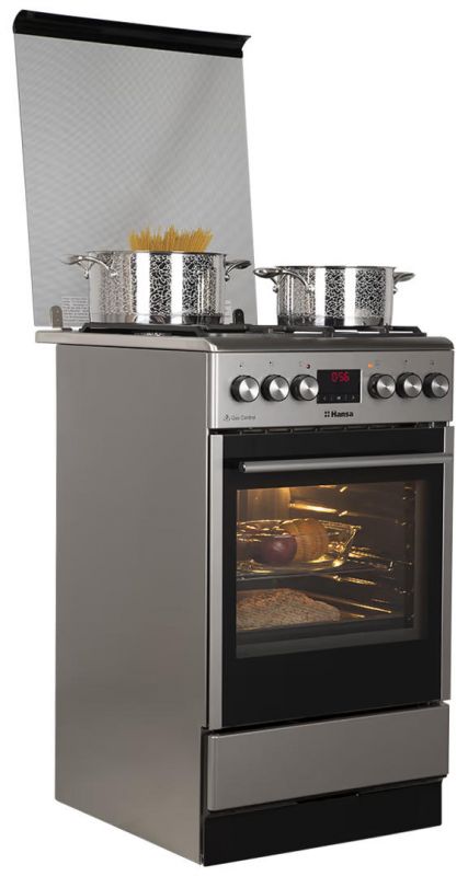 Плита Hansa комбінована, 62л, 50x60см, дисплей, конвекція, чавун, нерж