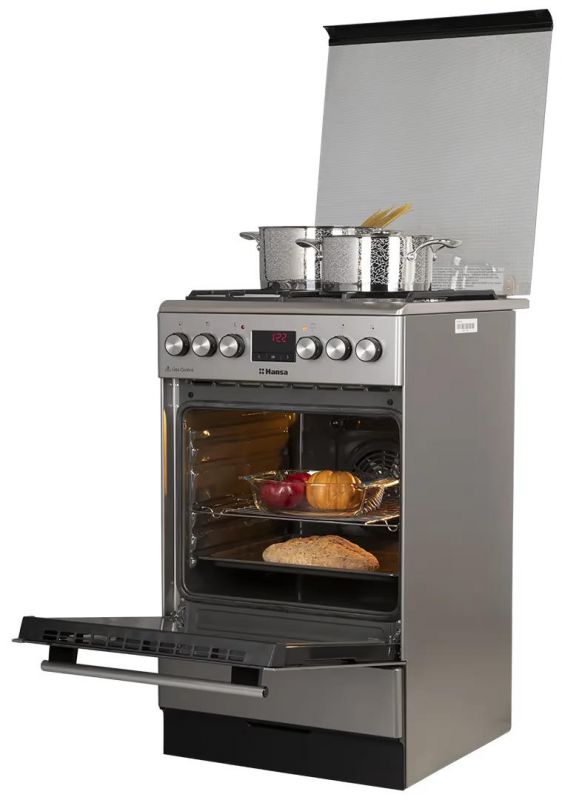 Плита Hansa комбінована, 62л, 50x60см, дисплей, конвекція, чавун, нерж