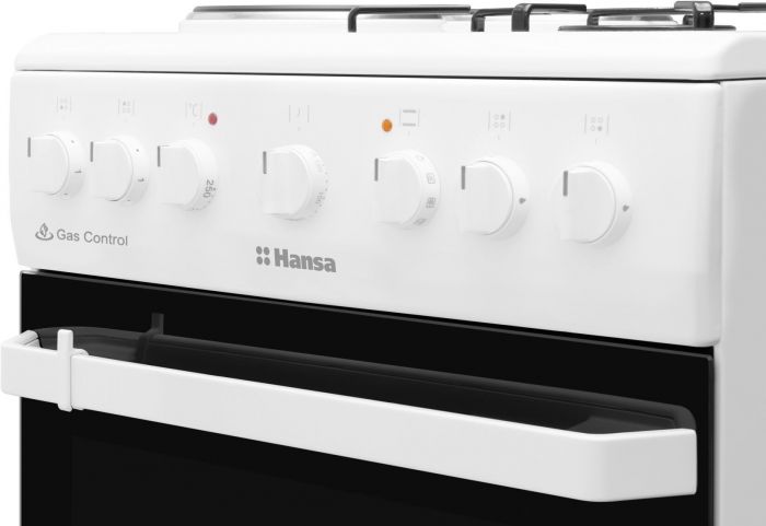 Плита Hansa з комбі. вар. поверхнею, 50х60см, 65л, емаль, газ контр., білий