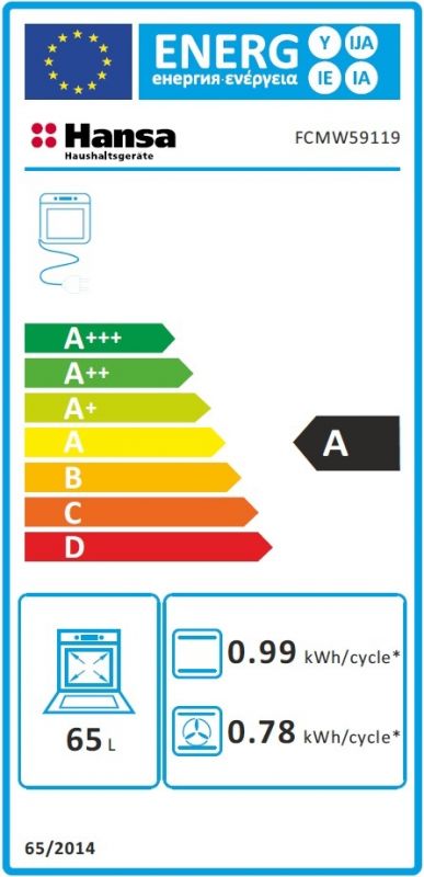 Плита Hansa з комбі. вар. поверхнею, 50х60см, 65л, емаль, газ контр., білий