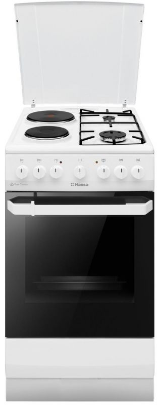 Плита Hansa з комбі. вар. поверхнею, 50х60см, 65л, емаль, газ контр., білий