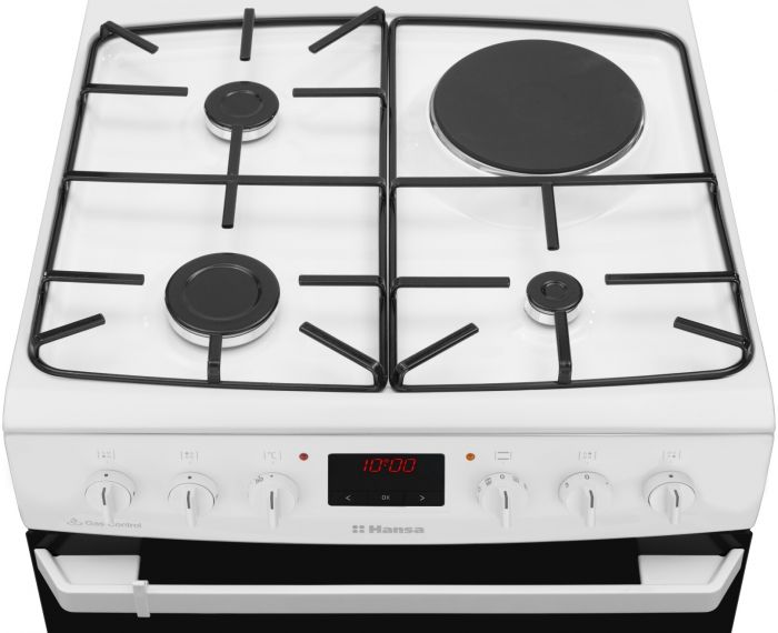 Плита з комбі. вар. поверхнею Hansa, 60х60см, 62л, емаль, газ контр., дисплей, білий