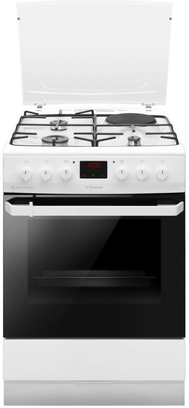 Плита з комбі. вар. поверхнею Hansa, 60х60см, 62л, емаль, газ контр., дисплей, білий