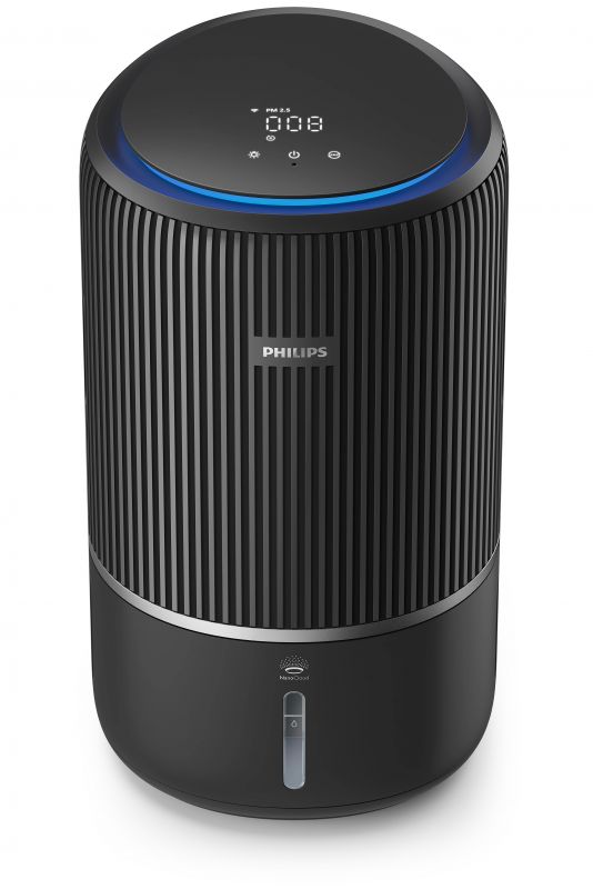 Очисник повітря Philips 2 в 1 PureProtect Water Series 3400, 78м2, 300м3/год, Nano, НЕРА,попередн.,вугільний фільтр, Wi-Fi, датчик якості, температ,вологості, темно-сірий