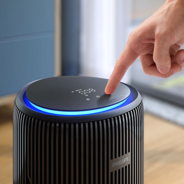 Очисник повітря Philips 2 в 1 PureProtect Water Series 3400, 78м2, 300м3/год, Nano, НЕРА,попередн.,вугільний фільтр, Wi-Fi, датчик якості, температ,вологості, темно-сірий