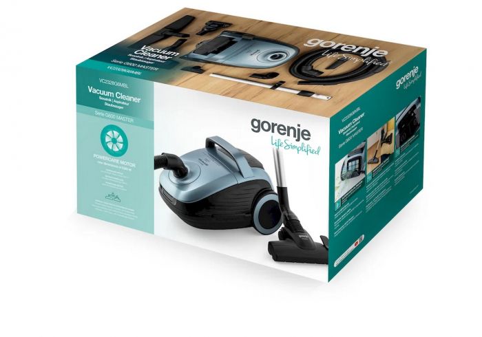 Пилосос Gorenje мішковий, 800Вт, 3л, вага-7.6кг, HEPA, індикатор, телескоп, сенсорне упр, сіро-зелений