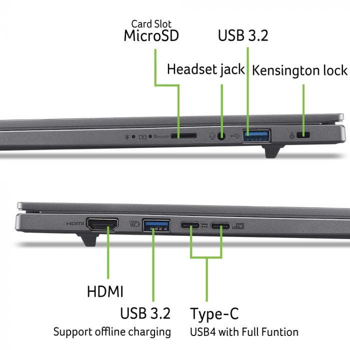 Ноутбук Acer Aspire 16 A16-61M 16" WUXGA+ OLED, AMD R7-350, 32GB, F1GB, UMA, Win11, сірий