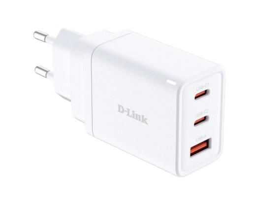 Зарядний пристрій мережевий D-Link DCP-651 65Вт GaN 2хUSB-С, 1xUSB-A, білий