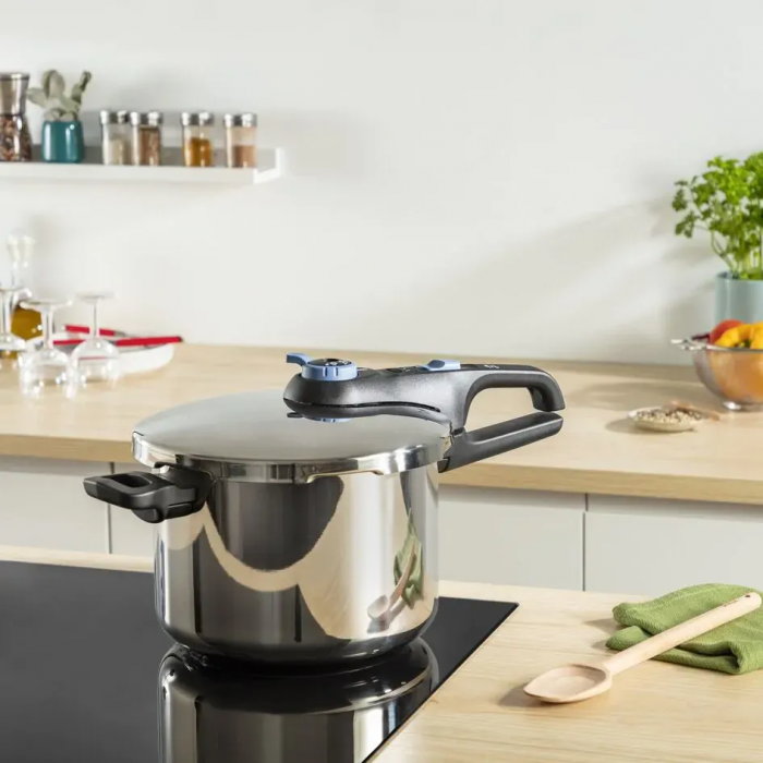 Скороварка Tefal Secure Trendy, 6л, з паровим кошиком, нержавіюча сталь, пластик