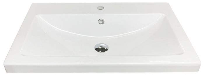 Раковина, умивальник Adamant CERS, штучний камінь, прямокут., з отвором для змішувача, з отвором для переливу, 695x450x158мм, накладний, білий
