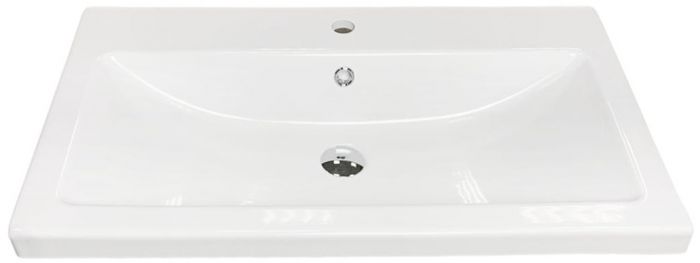 Раковина, умивальник Adamant CERS, штучний камінь, прямокут., з отвором для змішувача, з отвором для переливу, 795x450x158мм, накладний, білий