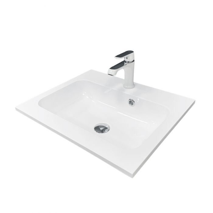 Раковина, умивальник Adamant FRATE, штучний камінь, прямокут., з отвором для змішувача, з отвором для переливу, 550x450x1525мм, накладний, білий