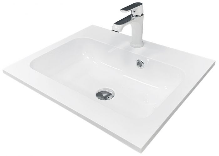 Раковина, умивальник Adamant FRATE, штучний камінь, прямокут., з отвором для змішувача, з отвором для переливу, 550x450x1525мм, накладний, білий