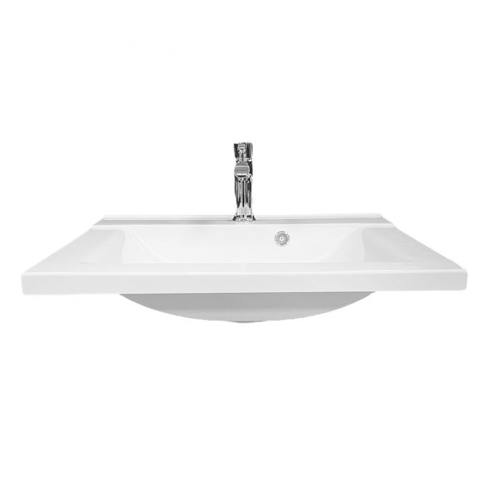Раковина, умивальник Adamant QUANTO, штучний камінь, прямокут., з отвором для змішувача, з отвором для переливу, 600х447х140мм, накладний, білий