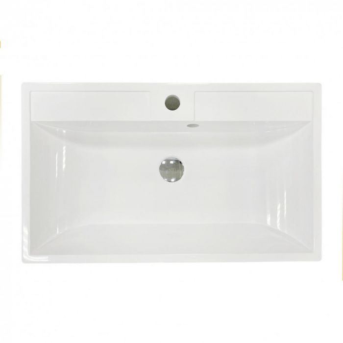 Раковина, умивальник Adamant STRENG NEW, штучний камінь, прямокут., з отвором для змішувача, з отвором для переливу, 590x410x123мм, накладний, білий