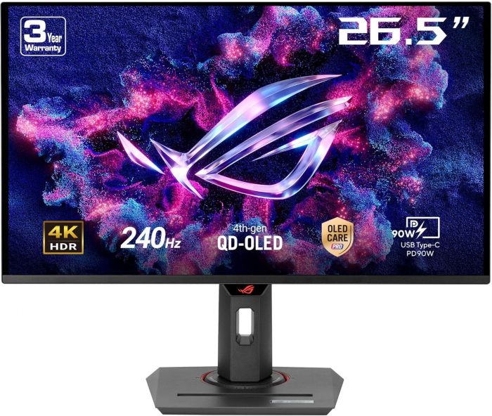 Монітор Asus 26.5" ROG Strix XG27UCDMG 2xHDMI, DP, USB-C, 3xUSB, QD-OLED, 3840x2160, 240Hz, 0.03ms, DCI-P3 99%, FreeSync, Pivot, HDR400