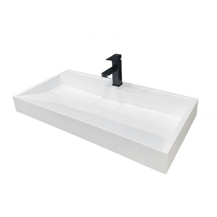 Раковина, умивальник Adamant VISION, штучний камінь, прямокут., з отвором для змішувача, без переливу, 1000х455х110мм, накладний, білий