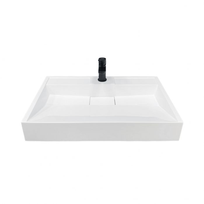 Раковина, умивальник Adamant VISION, штучний камінь, прямокут., з отвором для змішувача, без переливу, 700х455х110мм, накладний, білий
