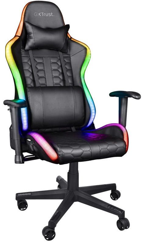 Крісло Trust GXT 716 Rizza, ПУ шкіра, 3D-Armrests, RGB, чорний