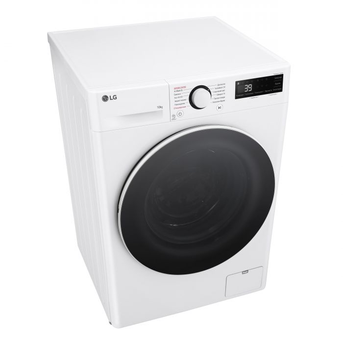 Пральна машина LG фронтальна, 10кг, 1400, A, 57см, дисплей, пара, інвертор, білий