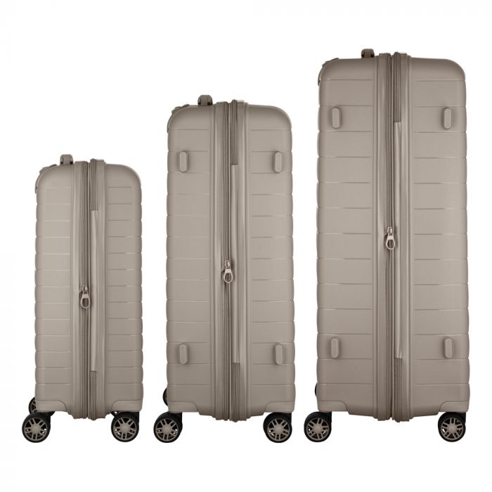 Набір валіз 2E, Aero, поліпропілен, (L+M+S), TSA, 4 колеса, EXP, сіро-коричневий