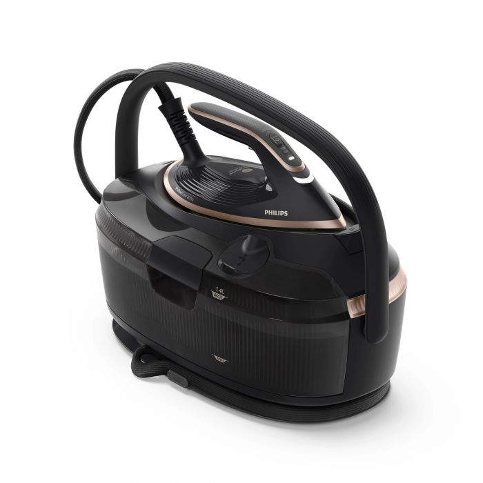 Парогенератор Philips PerfectCare 8000, 3120Вт, 1400мл, паровий удар -800гр, верт. відпарювання, нерж. сталь, чорний