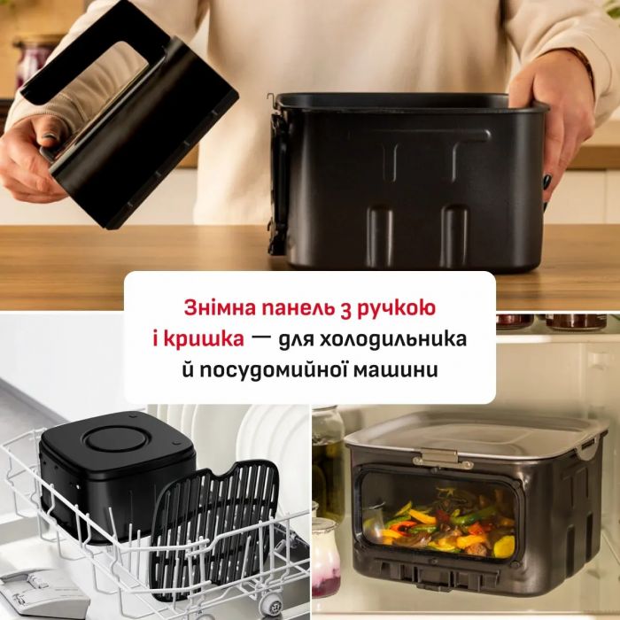 Мультипіч Tefal Easy Fry Silence XXL, 1800Вт, чаша-7л, сенсорне керув., 10 програм, з віконцем, пластик, чорний