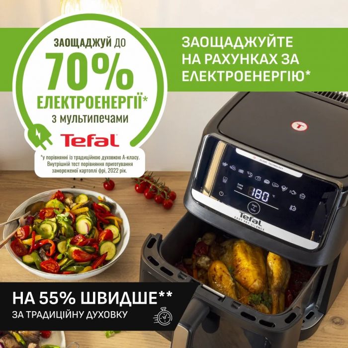 Мультипіч Tefal Easy Fry Silence XXL, 1800Вт, чаша-7л, сенсорне керув., 10 програм, з віконцем, пластик, чорний